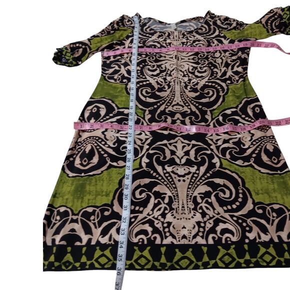 NEW DRESSBARN Dress 14 Stretchy Shirred 3/4 Sleeves Colorful Career Office Event - Picture 6 of 15